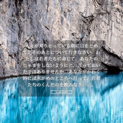 Picture 05 - ルツ記 2:9 JPN - 人々が刈りとっている畑に目をとめ - Bible Verse Picture