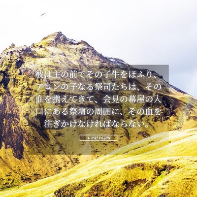 Picture 05 - レビ記 1:5 JPN - 彼は主の前でその子牛をほふり、ア - Bible Verse Picture