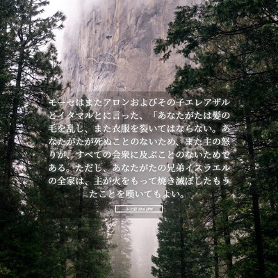 Picture 05 - レビ記 10:6 JPN - モーセはまたアロンおよびその子エ - Bible Verse Picture