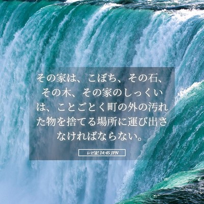 Picture 05 - レビ記 14:45 JPN - その家は、こぼち、その石、その木 - Bible Verse Picture