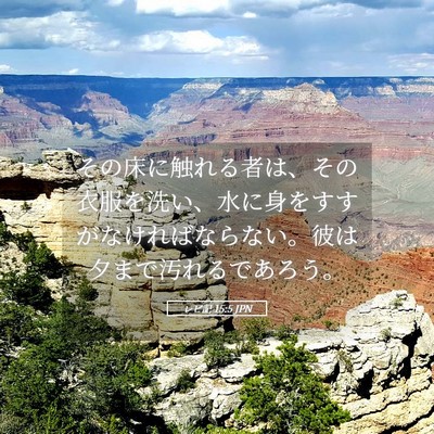 Picture 05 - レビ記 15:5 JPN - その床に触れる者は、その衣服を洗 - Bible Verse Picture