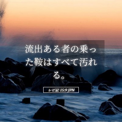 Picture 05 - レビ記 15:9 JPN - 流出ある者の乗った鞍はすべて汚れ - Bible Verse Picture