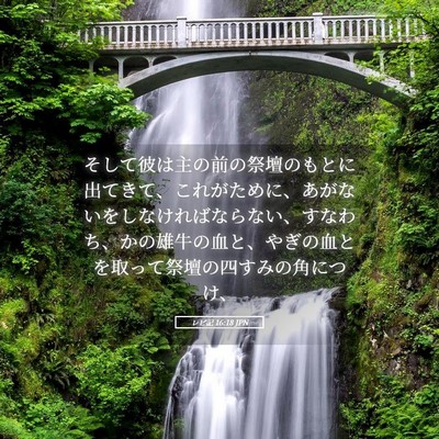 Picture 05 - レビ記 16:18 JPN - そして彼は主の前の祭壇のもとに出 - Bible Verse Picture