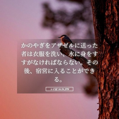 Picture 05 - レビ記 16:26 JPN - かのやぎをアザゼルに送った者は衣 - Bible Verse Picture