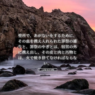 Picture 05 - レビ記 16:27 JPN - 聖所で、あがないをするために、そ - Bible Verse Picture