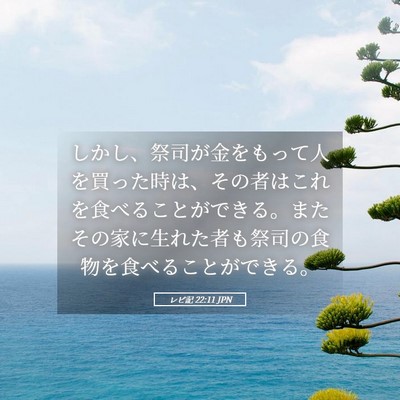 Picture 05 - レビ記 22:11 JPN - しかし、祭司が金をもって人を買っ - Bible Verse Picture