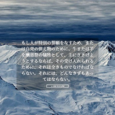 Picture 05 - レビ記 22:21 JPN - もし人が特別の誓願をなすため、ま - Bible Verse Picture
