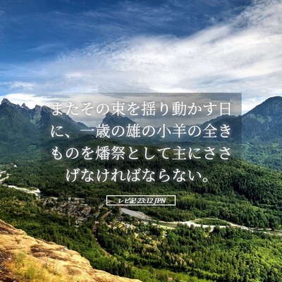 Picture 05 - レビ記 23:12 JPN - またその束を揺り動かす日に、一歳 - Bible Verse Picture