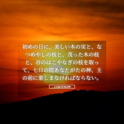 Picture 05 - レビ記 23:40 JPN - 初めの日に、美しい木の実と、なつ - Bible Verse Picture