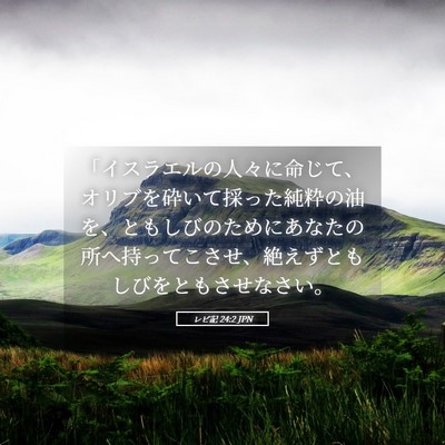 Picture 05 - レビ記 24:2 JPN - 「イスラエルの人々に命じて、オリ - Bible Verse Picture