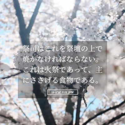 Picture 05 - レビ記 3:11 JPN - 祭司はこれを祭壇の上で焼かなけれ - Bible Verse Picture