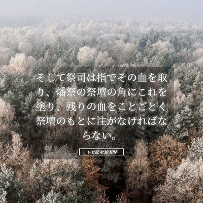 Picture 05 - レビ記 4:30 JPN - そして祭司は指でその血を取り、燔 - Bible Verse Picture