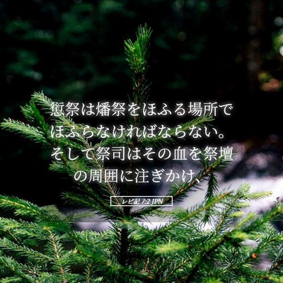 Picture 05 - レビ記 7:2 JPN - 愆祭は燔祭をほふる場所でほふらな - Bible Verse Picture