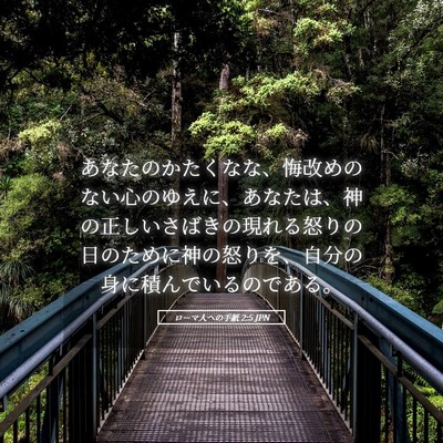 Picture 05 - ローマ人への手紙 2:5 JPN - あなたのかたくなな、悔改めのない - Bible Verse Picture