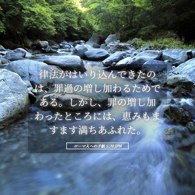 Picture 05 - ローマ人への手紙 5:20 JPN - 律法がはいり込んできたのは、罪過 - Bible Verse Picture