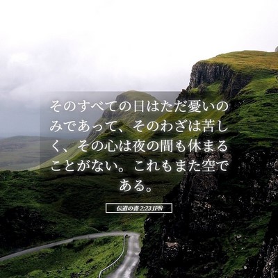 Picture 05 - 伝道の書 2:23 JPN - そのすべての日はただ憂いのみであ - Bible Verse Picture