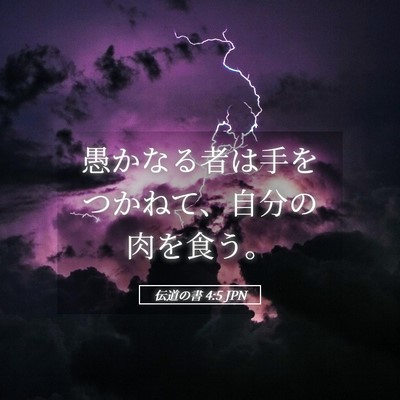 Picture 05 - 伝道の書 4:5 JPN - 愚かなる者は手をつかねて、自分の - Bible Verse Picture