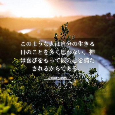 Picture 05 - 伝道の書 5:20 JPN - このような人は自分の生きる日のこ - Bible Verse Picture