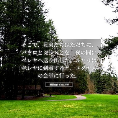 Picture 05 - 使徒行伝 17:10 JPN - そこで、兄弟たちはただちに、パウ - Bible Verse Picture