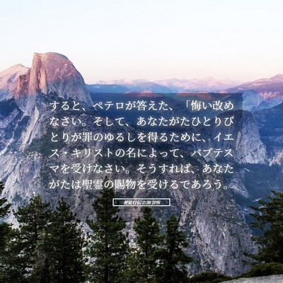 Picture 05 - 使徒行伝 2:38 JPN - すると、ペテロが答えた、「悔い改 - Bible Verse Picture