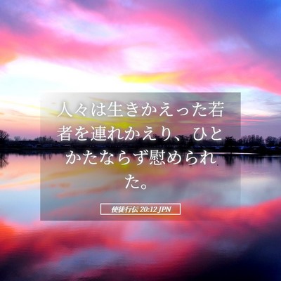 Picture 05 - 使徒行伝 20:12 JPN - 人々は生きかえった若者を連れかえ - Bible Verse Picture