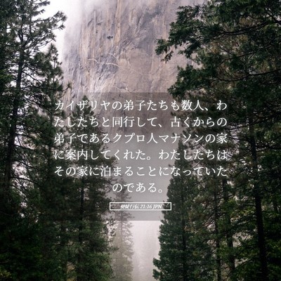 Picture 05 - 使徒行伝 21:16 JPN - カイザリヤの弟子たちも数人、わた - Bible Verse Picture