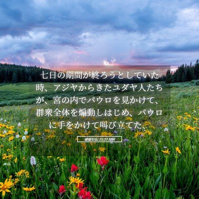 Picture 05 - 使徒行伝 21:27 JPN - 七日の期間が終ろうとしていた時、 - Bible Verse Picture