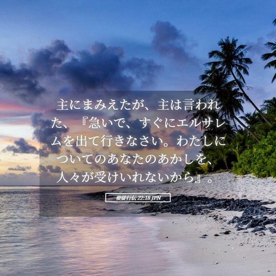 Picture 05 - 使徒行伝 22:18 JPN - 主にまみえたが、主は言われた、『 - Bible Verse Picture