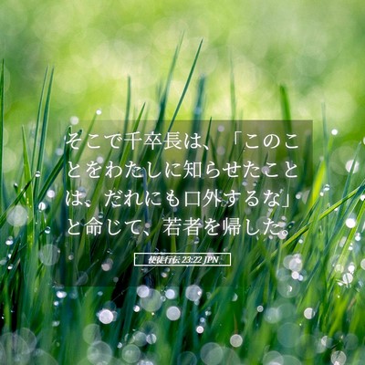 Picture 05 - 使徒行伝 23:22 JPN - そこで千卒長は、「このことをわた - Bible Verse Picture