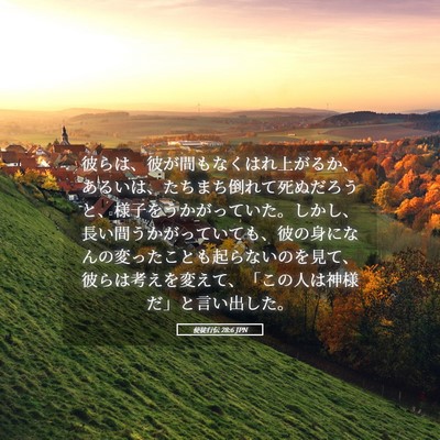 Picture 05 - 使徒行伝 28:6 JPN - 彼らは、彼が間もなくはれ上がるか - Bible Verse Picture