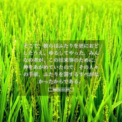 Picture 05 - 使徒行伝 4:21 JPN - そこで、彼らはふたりを更におどし - Bible Verse Picture
