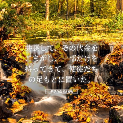 Picture 05 - 使徒行伝 5:2 JPN - 共謀して、その代金をごまかし、一 - Bible Verse Picture