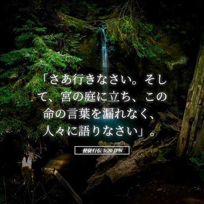 Picture 05 - 使徒行伝 5:20 JPN - 「さあ行きなさい。そして、宮の庭 - Bible Verse Picture