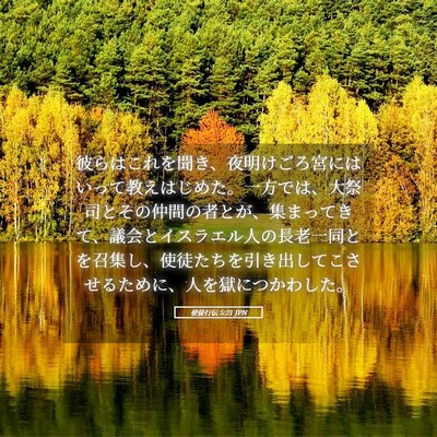 Picture 05 - 使徒行伝 5:21 JPN - 彼らはこれを聞き、夜明けごろ宮に - Bible Verse Picture