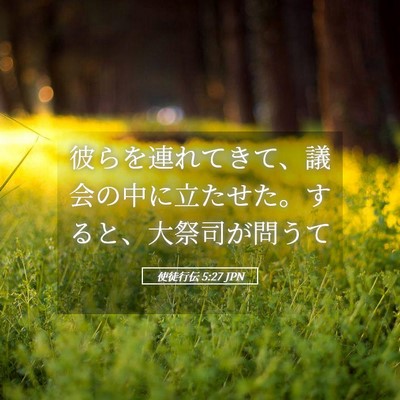 Picture 05 - 使徒行伝 5:27 JPN - 彼らを連れてきて、議会の中に立た - Bible Verse Picture