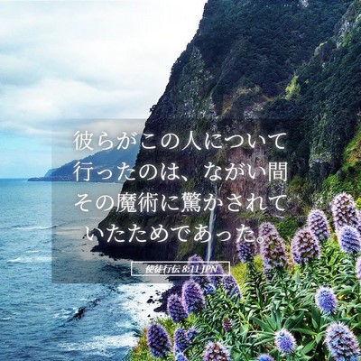 Picture 05 - 使徒行伝 8:11 JPN - 彼らがこの人について行ったのは、 - Bible Verse Picture