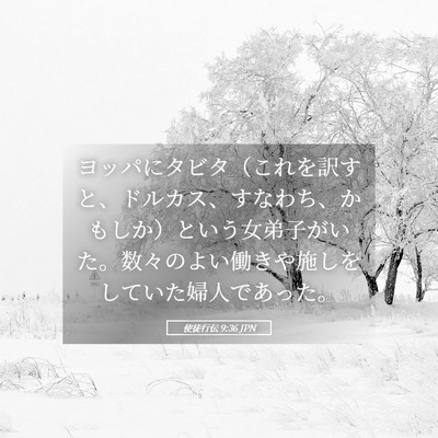 Picture 05 - 使徒行伝 9:36 JPN - ヨッパにタビタ（これを訳すと、ド - Bible Verse Picture