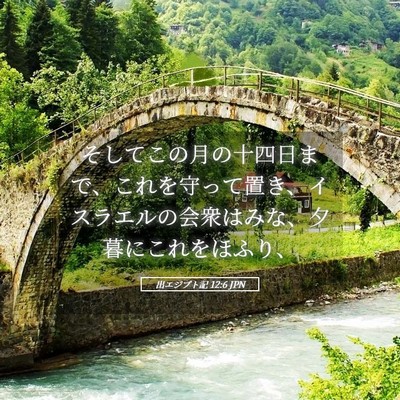 Picture 05 - 出エジプト記 12:6 JPN - そしてこの月の十四日まで、これを - Bible Verse Picture