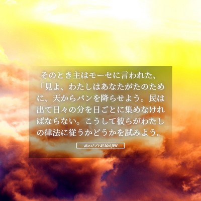 Picture 05 - 出エジプト記 16:4 JPN - そのとき主はモーセに言われた、「 - Bible Verse Picture