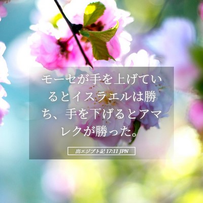 Picture 05 - 出エジプト記 17:11 JPN - モーセが手を上げているとイスラエ - Bible Verse Picture