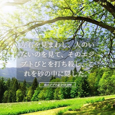Picture 05 - 出エジプト記 2:12 JPN - 左右を見まわし、人のいないのを見 - Bible Verse Picture