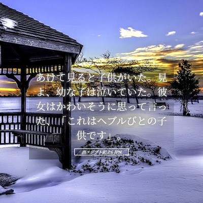 Picture 05 - 出エジプト記 2:6 JPN - あけて見ると子供がいた。見よ、幼 - Bible Verse Picture