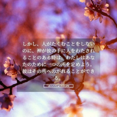 Picture 05 - 出エジプト記 21:13 JPN - しかし、人がたくむことをしないの - Bible Verse Picture