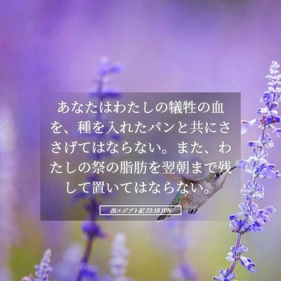 Picture 05 - 出エジプト記 23:18 JPN - あなたはわたしの犠牲の血を、種を - Bible Verse Picture