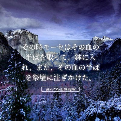 Picture 05 - 出エジプト記 24:6 JPN - その時モーセはその血の半ばを取っ - Bible Verse Picture