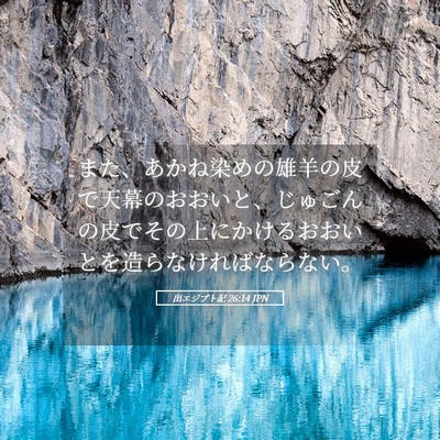 Picture 05 - 出エジプト記 26:14 JPN - また、あかね染めの雄羊の皮で天幕 - Bible Verse Picture