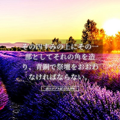 Picture 05 - 出エジプト記 27:2 JPN - その四すみの上にその一部としてそ - Bible Verse Picture