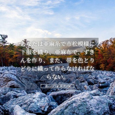 Picture 05 - 出エジプト記 28:39 JPN - あなたは亜麻糸で市松模様に下服を - Bible Verse Picture