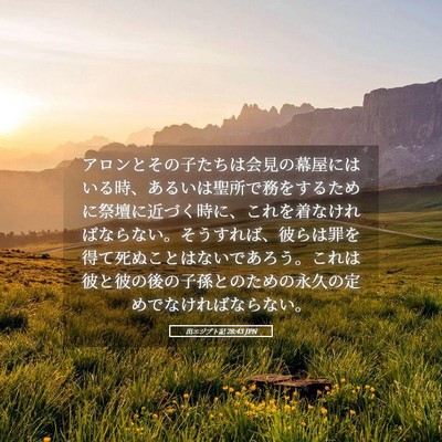 Picture 05 - 出エジプト記 28:43 JPN - アロンとその子たちは会見の幕屋に - Bible Verse Picture