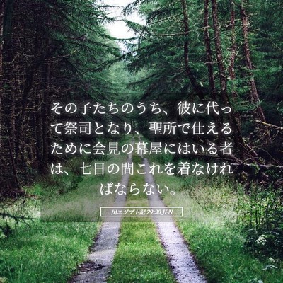Picture 05 - 出エジプト記 29:30 JPN - その子たちのうち、彼に代って祭司 - Bible Verse Picture